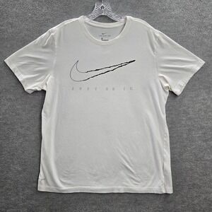 Nike Men Shirt Large White Logo Just Do It Swoosh Graphic Short Sleeve Tee